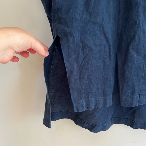 J. Jill Love Linen Long Sleeve Button-Up Navy Tunic Shirt, M/T - Picture 4 of 8